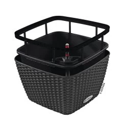 LECHUZA Jardinière Bacino Cottage All-in-one 30x30 Cm Noir Graphite -Jardin Et Extérieur 6479895b664872.76464178