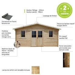 Abri De Jardin 16m² PLUS En Bois 40mm Brut Gardy Shelter -Jardin Et Extérieur abri de jardin 16m plus en bois 40mm brut gardy shelter 5