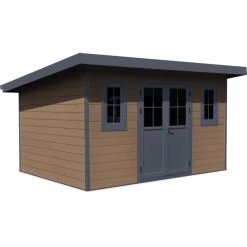 Abri De Jardin En Bois Composite 28mm Aspect Bois 12m² PREMIUM Toit Monopente - Woodlife Garden -Jardin Et Extérieur abri de jardin en bois composite 28mm aspect bois 12m premium toit monopente woodlife garden 2