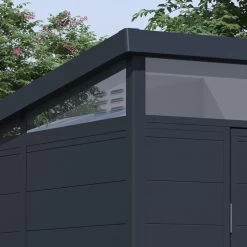 Abri De Jardin En Résine 4,10m² Anthracite Toit Monopente Skylight + Plancher - Jobu -Jardin Et Extérieur abri de jardin en resine 410m anthracite toit monopente skylight plancher jobu 2