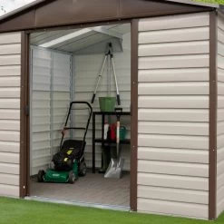 Abri De Jardin Métal Beige Et Marron 11,39m² + Kit D'ancrage Inclus - YARDMASTER -Jardin Et Extérieur abri de jardin metal beige et marron 1139m kit d ancrage inclus yardmaster 3