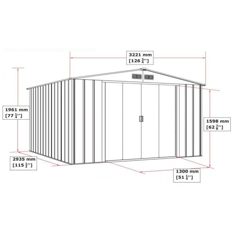 Abri En Métal Parois Hautes Anthracite Colussus 9,74m² DURAMAX + Kit Ancrage 4 Abri En Métal Parois Hautes Anthracite Colussus 9,74m² DURAMAX + Kit Ancrage – Image 2