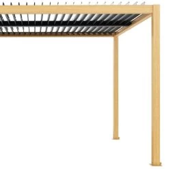 Pergola Bioclimatique Autoportante En Aluminium Aspect Bois 4x3m - X-METAL -Jardin Et Extérieur pergola bioclimatique autoportante en aluminium aspect bois 4x3m x metal 2