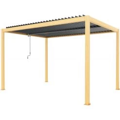 Pergola Bioclimatique Autoportante En Aluminium Aspect Bois 4x3m - X-METAL -Jardin Et Extérieur pergola bioclimatique autoportante en aluminium aspect bois 4x3m x metal 5