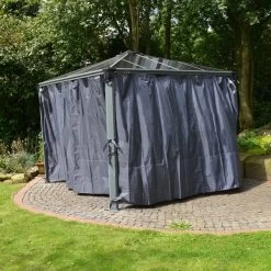 Set De 4 Rideaux Pour Tonnelle 3x3m Et 3,6x3,6m En Alu Gris Palram - Canopia -Jardin Et Extérieur set de 4 rideaux pour tonnelle 3x3m et 36x36m en alu gris 2