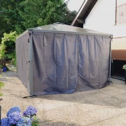 Set De 4 Rideaux Pour Tonnelle 3x3m Et 3,6x3,6m En Alu Gris Palram - Canopia -Jardin Et Extérieur set de 4 rideaux pour tonnelle 3x3m et 36x36m en alu gris 4