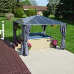 Set De 4 Rideaux Pour Tonnelle 3x3m Et 3,6x3,6m En Alu Gris Palram - Canopia -Jardin Et Extérieur set de 4 rideaux pour tonnelle 3x3m et 36x36m en alu gris 5